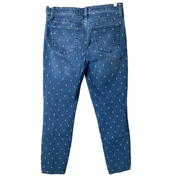 TALBOTS | Blue Denim Flawless Slim Ankle Anchor Print Mid-rise Jeans Size 6 - Picture 4 of 9